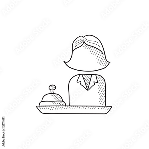 Female receptionist sketch icon.