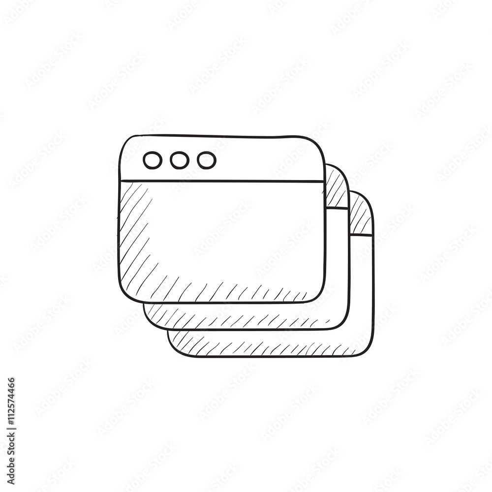 Opened browser windows sketch icon. Opened browser windows sketch icon.