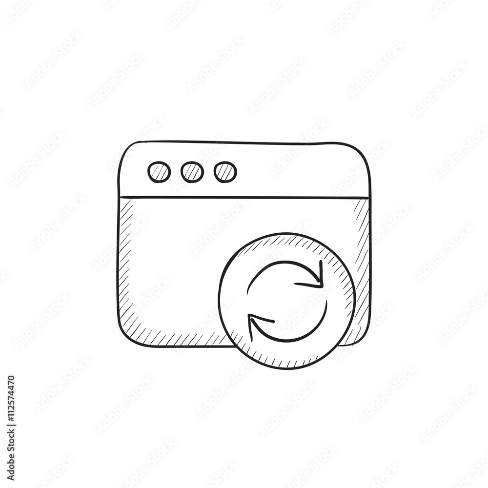 Browser window with refresh sign sketch icon. Browser window with refresh sign sketch icon.