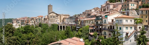 Nemi, the tower and Ruspoli palace, panorama of a little town near Rome, Italy