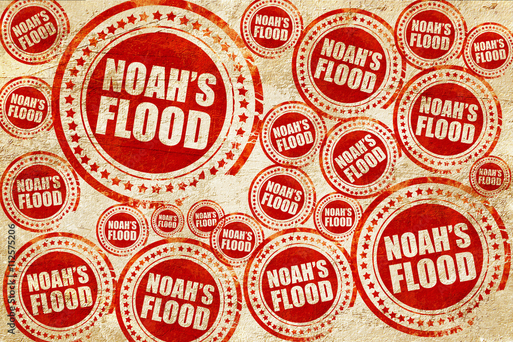 noah's flood, red stamp on a grunge paper texture