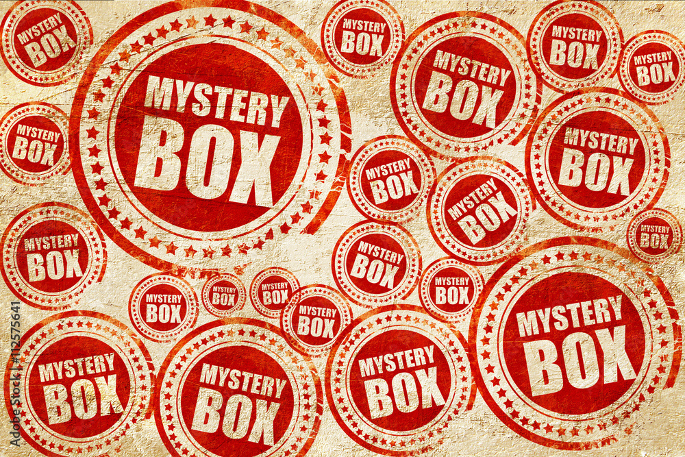 Obraz premium mystery box, red stamp on a grunge paper texture