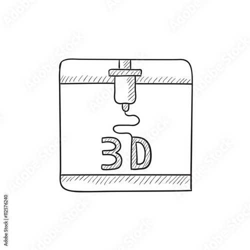 Tree D printing sketch icon.