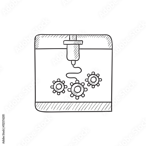 Tree D printing sketch icon.
