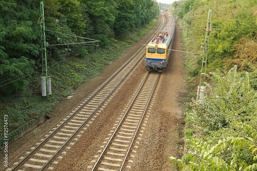 Railway line with train