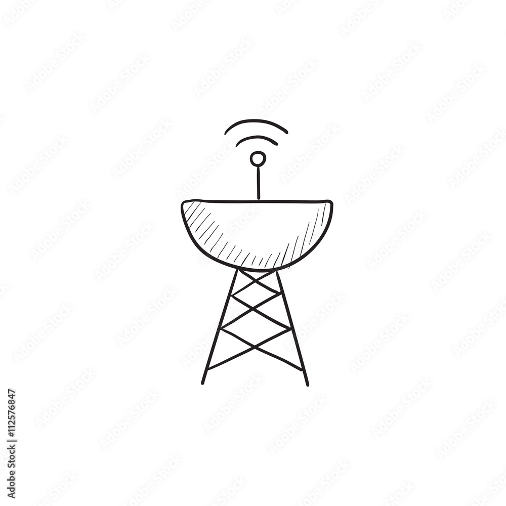 Radar satellite dish sketch icon. Radar satellite dish sketch icon.