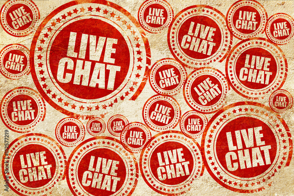 Obraz premium live chat, red stamp on a grunge paper texture