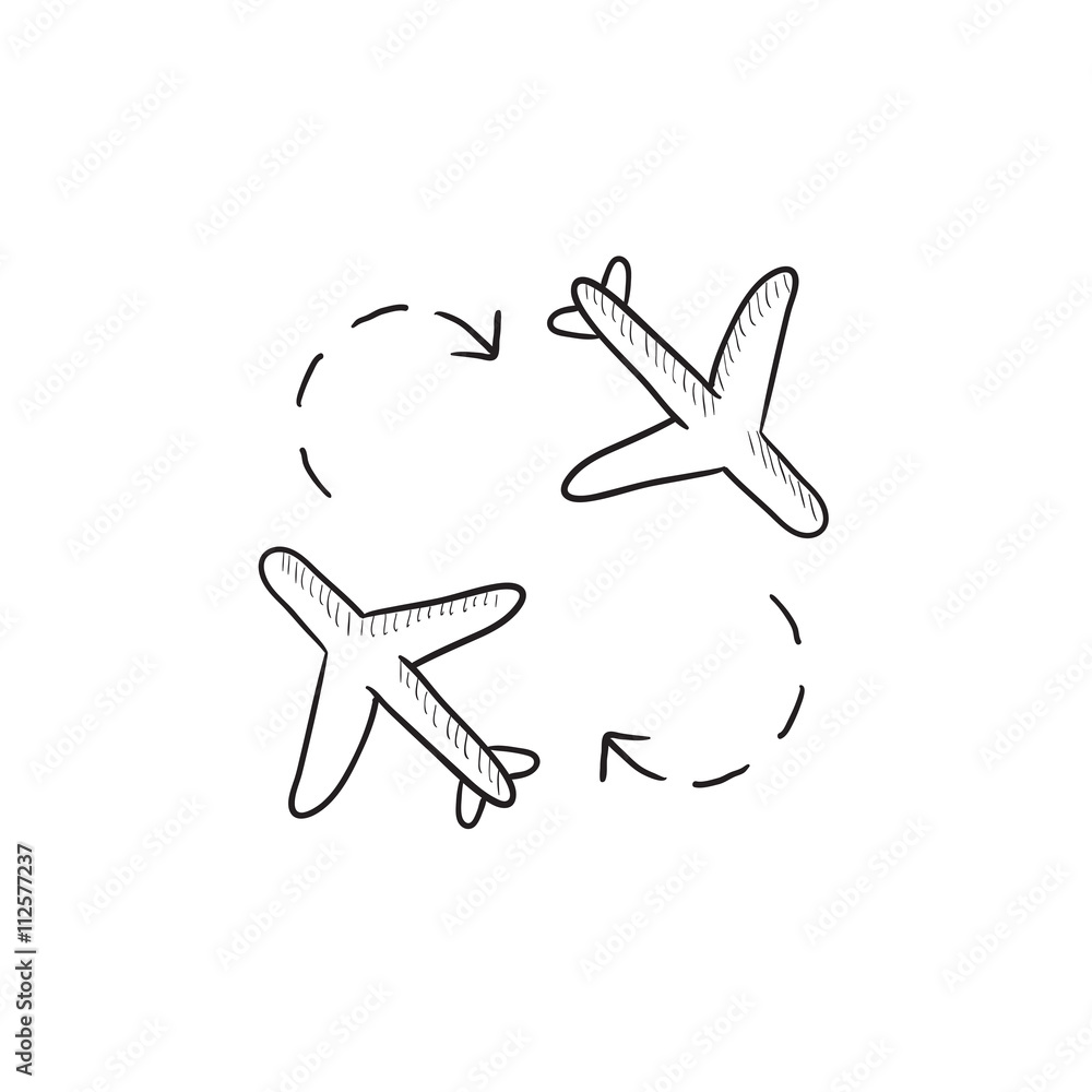 Airplanes sketch icon.