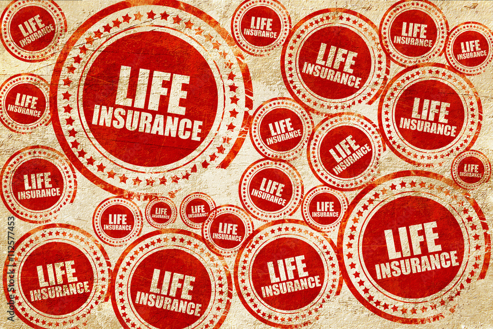 life insurance, red stamp on a grunge paper texture