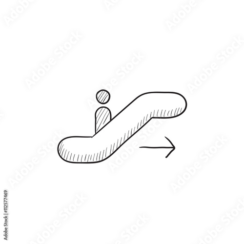 Gangway of plane sketch icon.