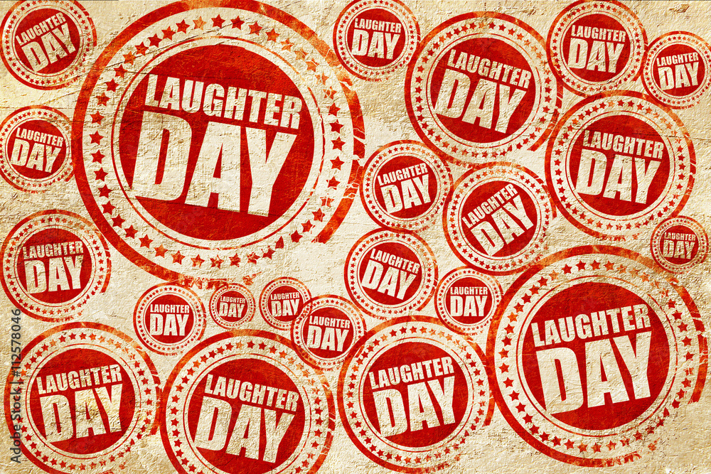 laugher day, red stamp on a grunge paper texture