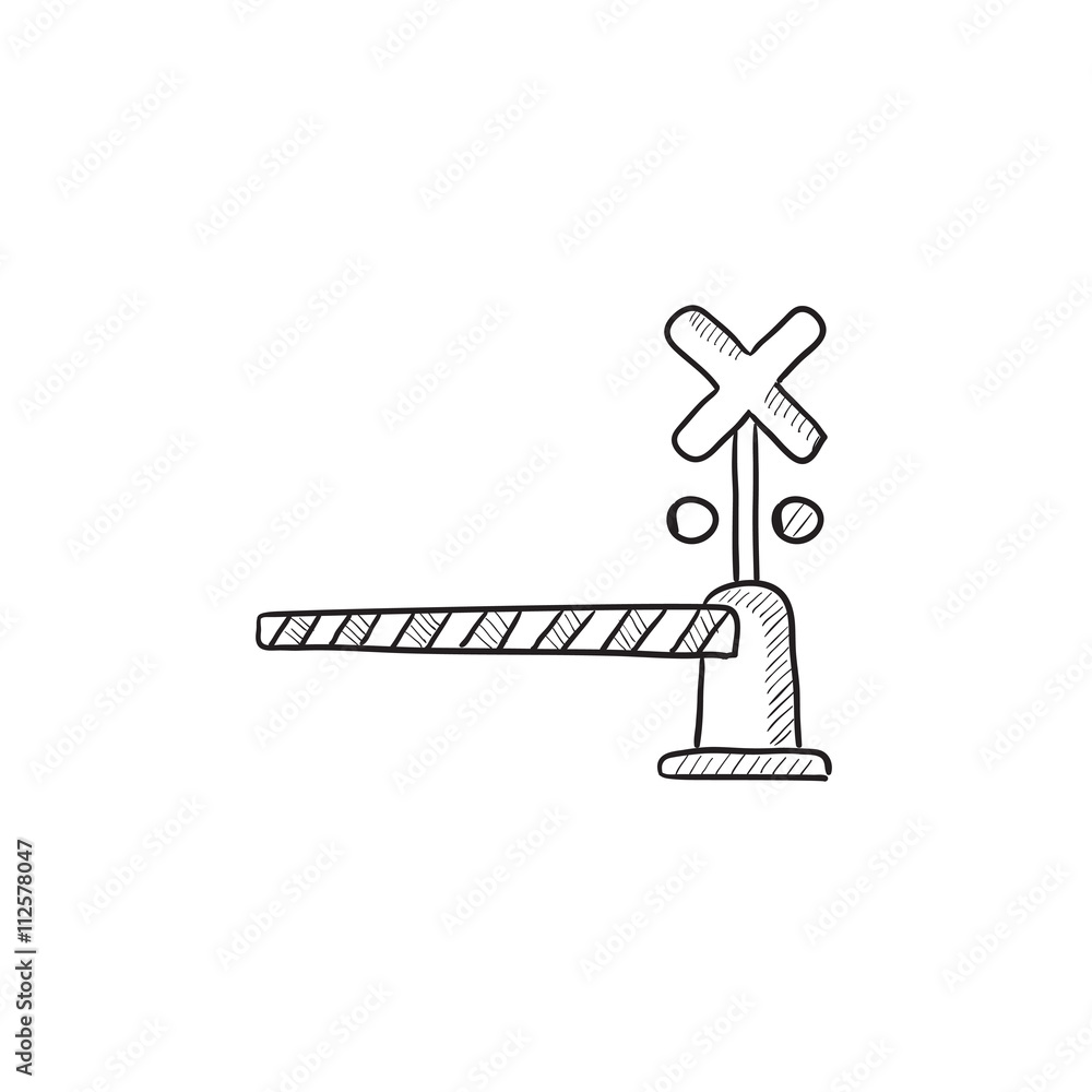 Railway barrier sketch icon. Railway barrier sketch icon.