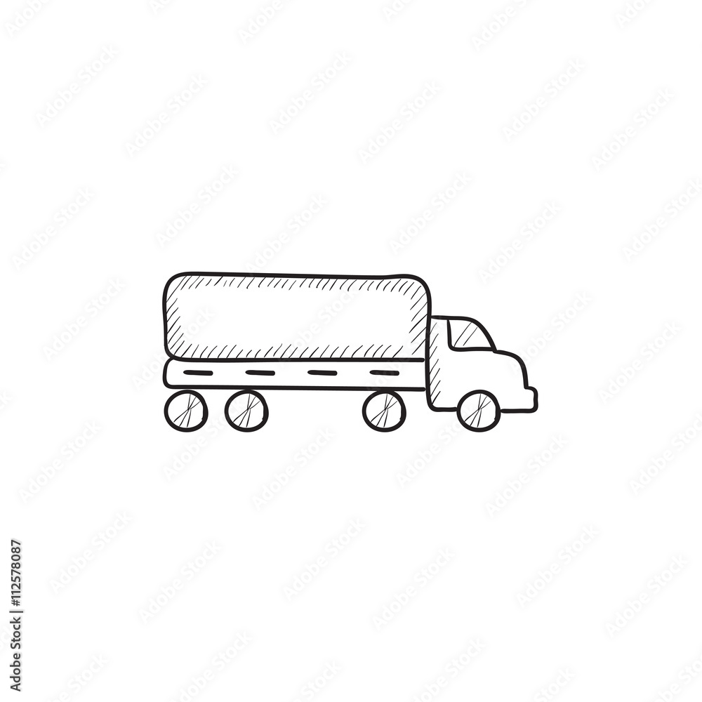 Delivery truck sketch icon.
