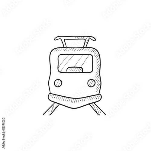 Front view of train sketch icon.