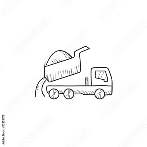 Dump truck sketch icon.