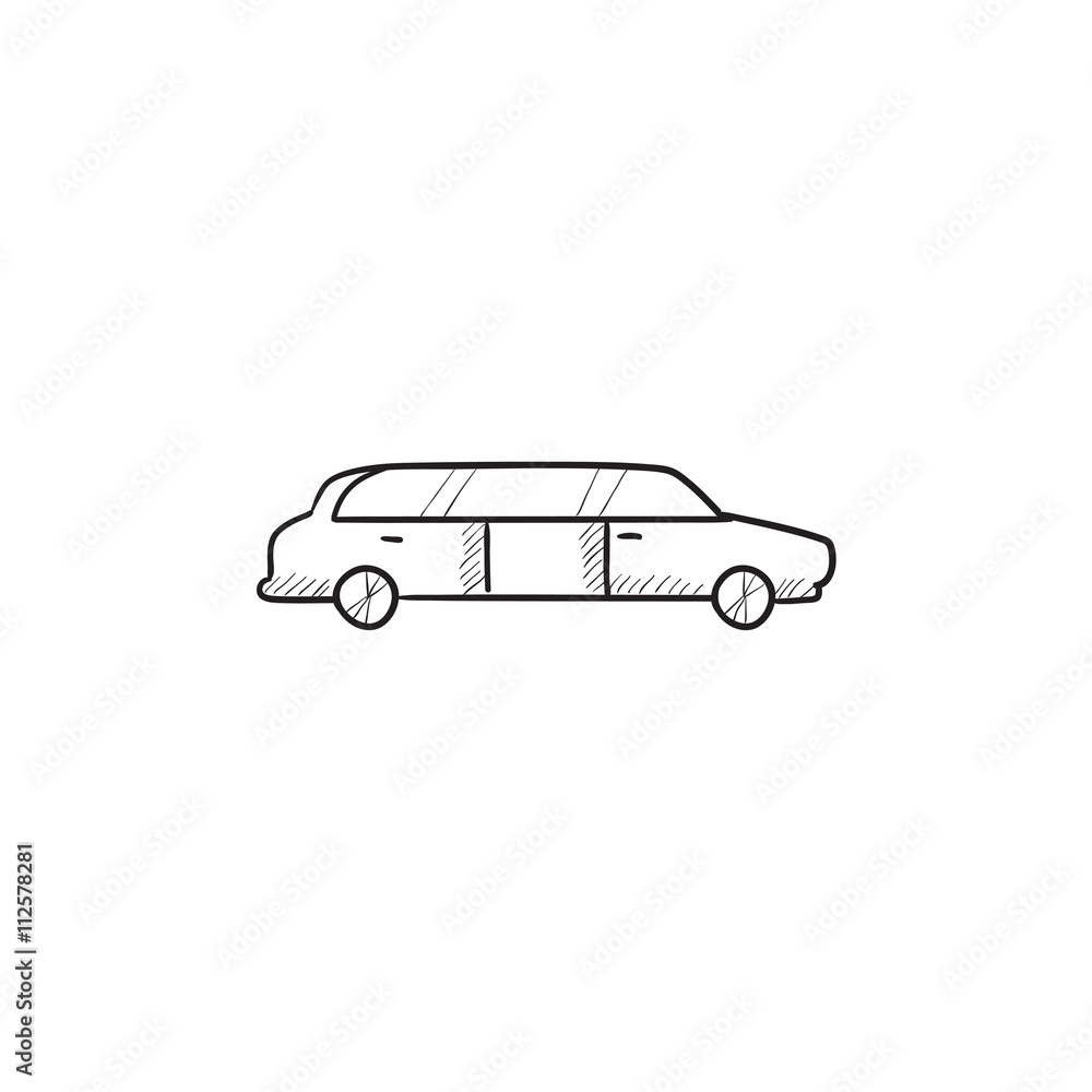 Naklejka premium Wedding limousine sketch icon.