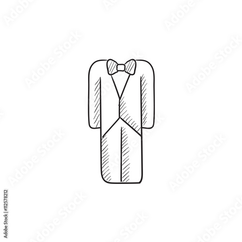 Wedding tuxedo sketch icon.