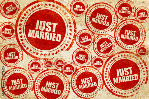 just married  red stamp on a grunge paper texture