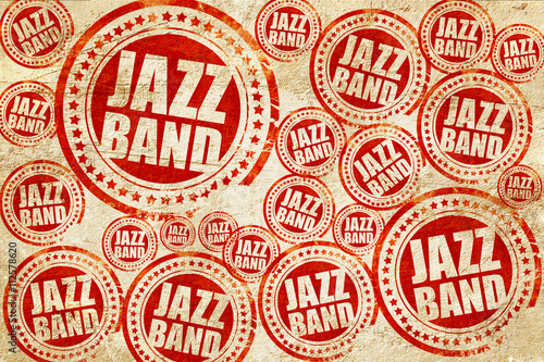 jazz band, red stamp on a grunge paper texture