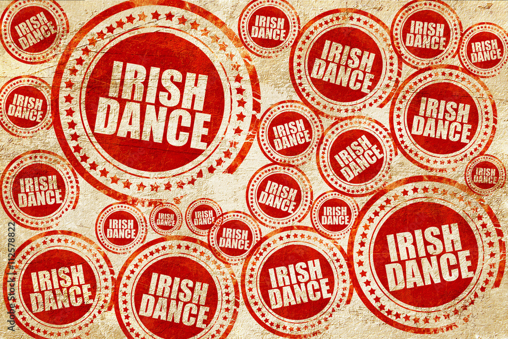 Obraz premium irish dance, red stamp on a grunge paper texture