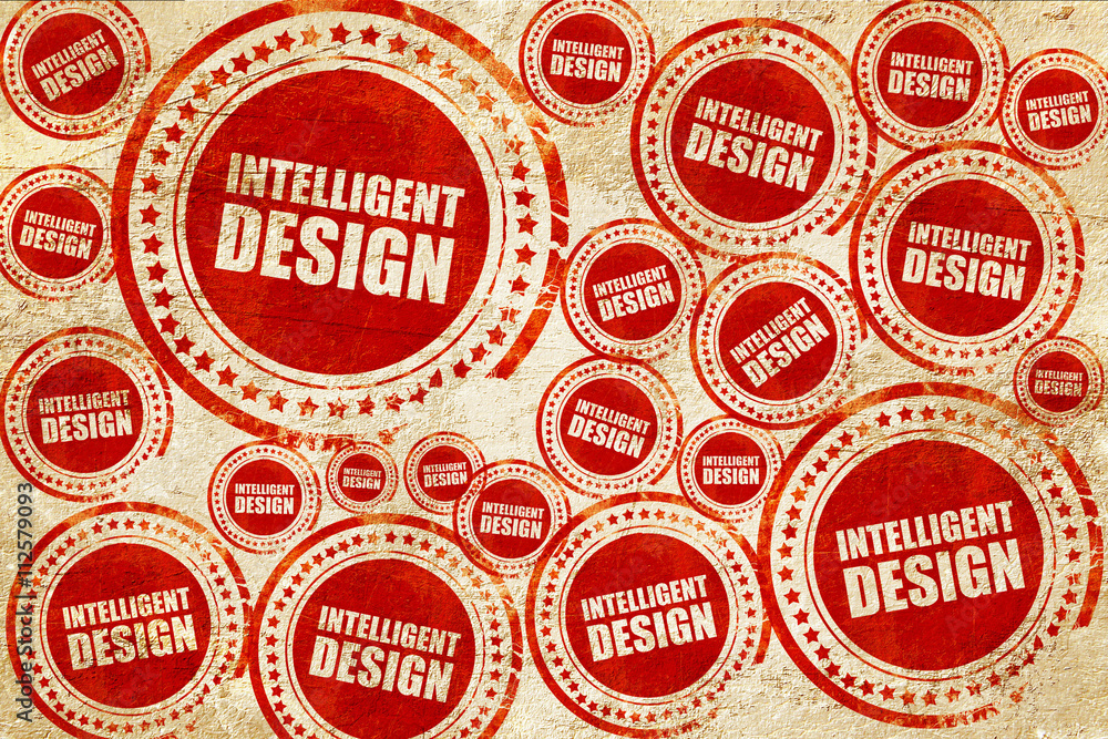 intelligent design, red stamp on a grunge paper texture intelligent design, red stamp on a grunge paper texture