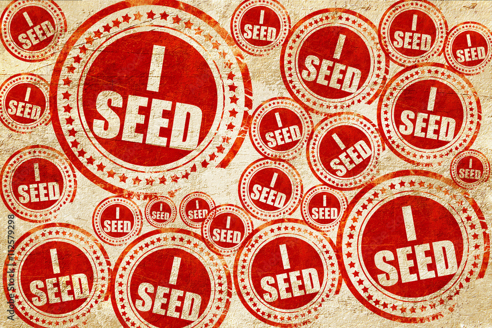 i seed, red stamp on a grunge paper texture