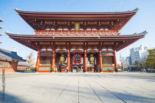 Giant red lantern of Kaminari gate at Sensoji temple  photo