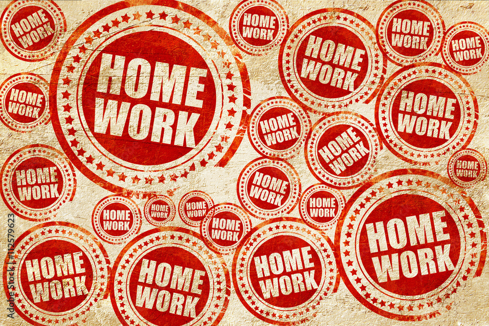 homework, red stamp on a grunge paper texture