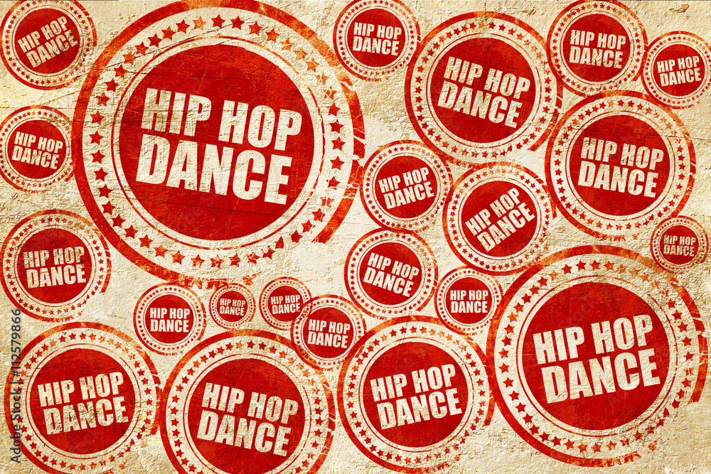 hip hop dance, red stamp on a grunge paper texture
