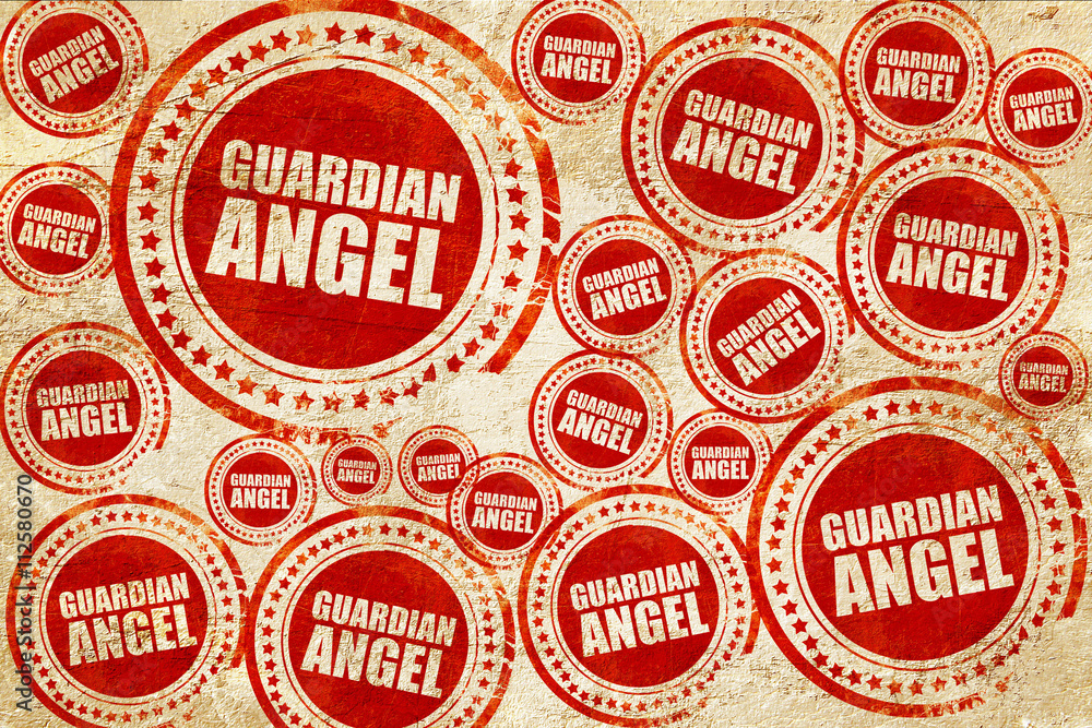 Obraz premium guardian angel, red stamp on a grunge paper texture