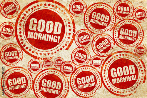 good morning  red stamp on a grunge paper texture