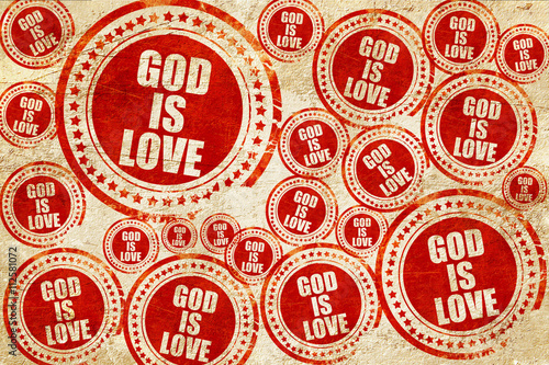 god is love  red stamp on a grunge paper texture