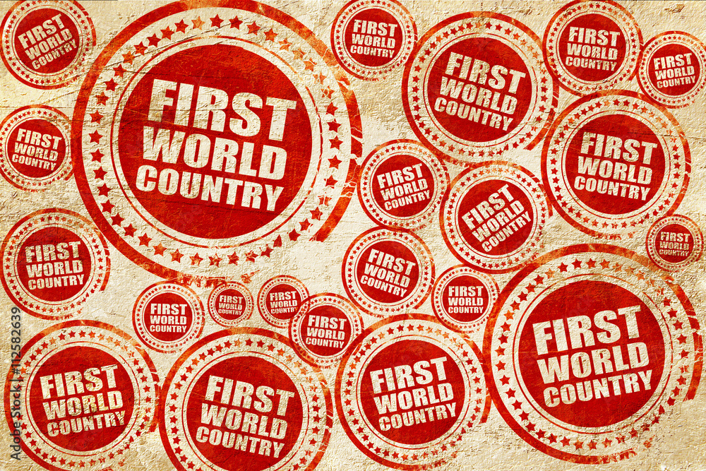 Obraz premium first world country, red stamp on a grunge paper texture