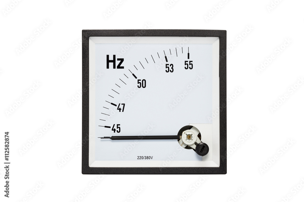 Analog hertz(Hz.)meter isolated on white background. Analog hertz(Hz.)meter isolated on white background.