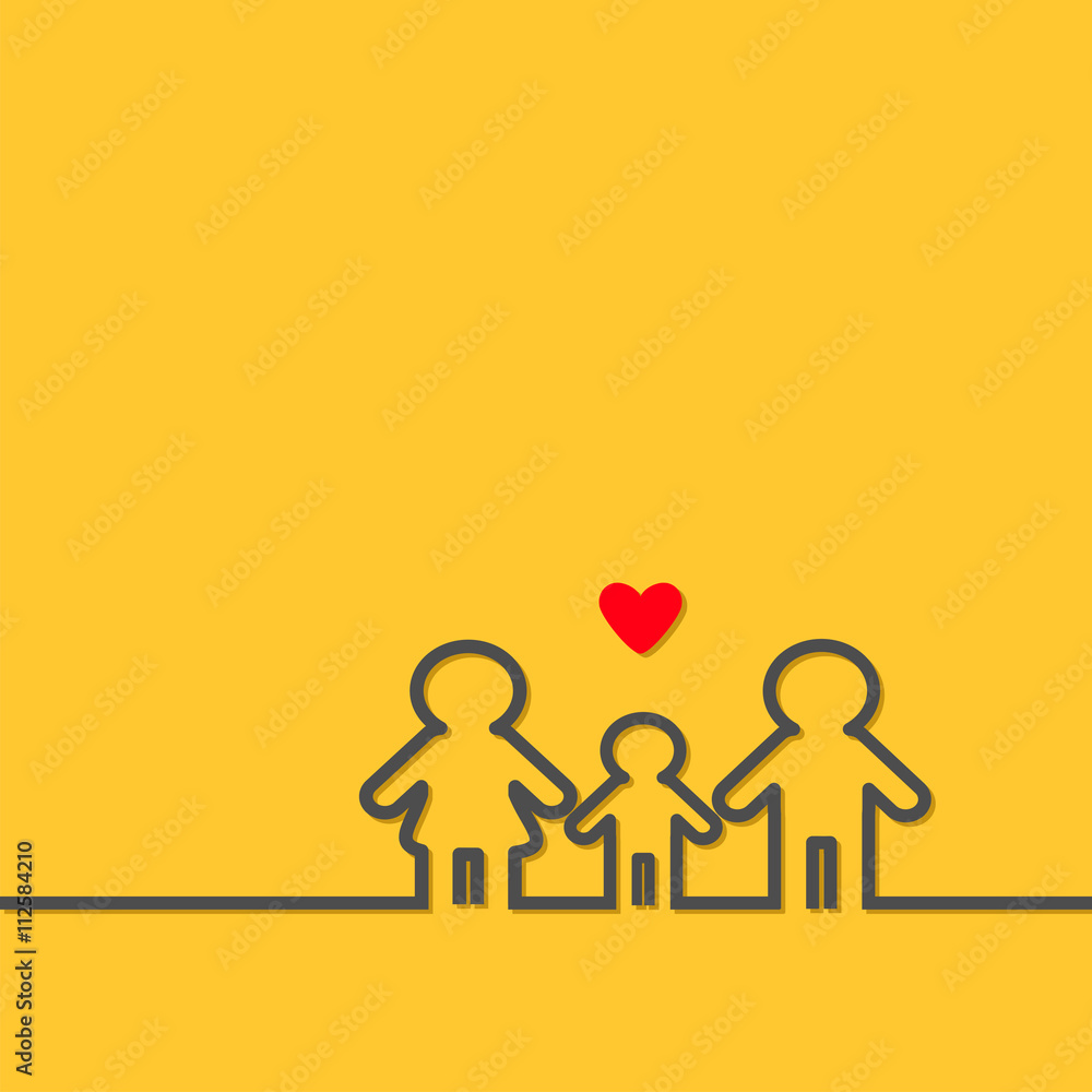 Man Woman Baby boy black contour line icon Male female gender symbol. Happy family concept. Isolated Yellow background Red heart Flat design Man Woman Baby boy black contour line icon Male female gender symbol. Happy family concept. Isolated Yellow background Red heart Flat design