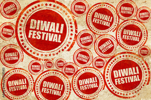 diwali festival, red stamp on a grunge paper texture