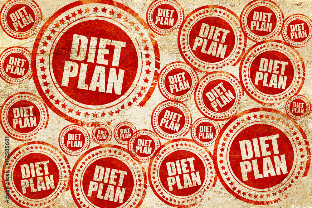 Obraz premium diet plan, red stamp on a grunge paper texture