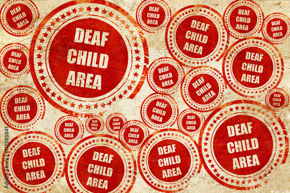 Deaf child sign, red stamp on a grunge paper texture Deaf child sign, red stamp on a grunge paper texture