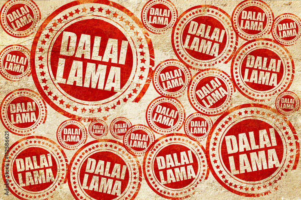 Obraz premium the Dalai lama, red stamp on a grunge paper texture