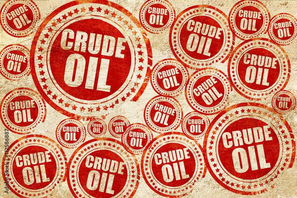 crude oil, red stamp on a grunge paper texture