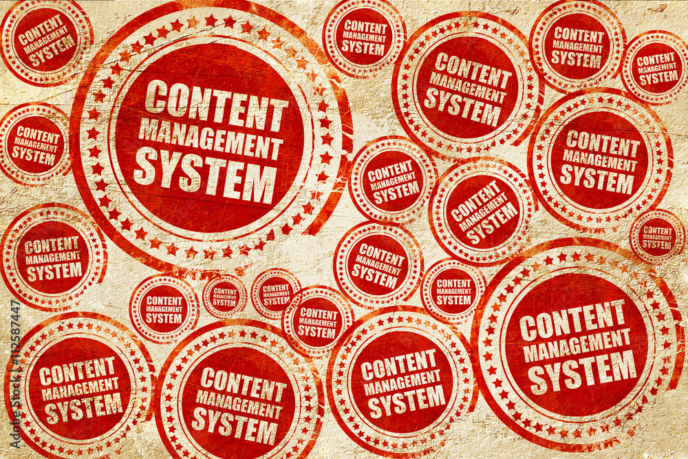 Obraz premium content management system, red stamp on a grunge paper texture
