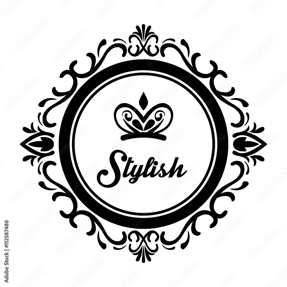 Stylish design. Decorated icon. Black and white illustration , vector Stylish design. Decorated icon. Black and white illustration , vector