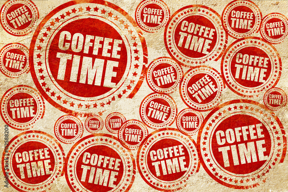coffee time, red stamp on a grunge paper texture
