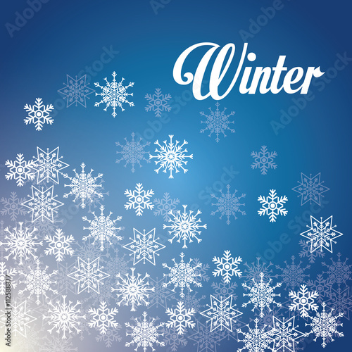 Winter design. blue background. Flat illustration