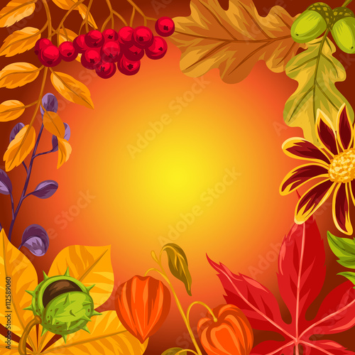 Background with autumn leaves and plants. Design for advertising booklets  banners  flayers  cards