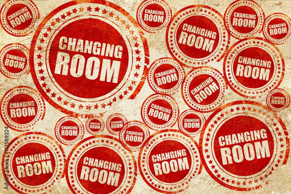 Fototapeta premium changing room, red stamp on a grunge paper texture
