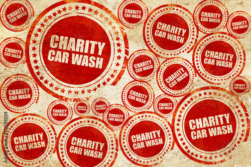 charity car wash, red stamp on a grunge paper texture