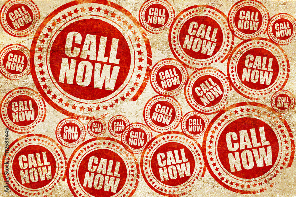 Fototapeta premium call now, red stamp on a grunge paper texture
