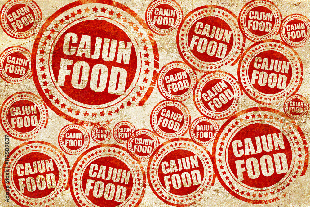 Fototapeta premium cajun food, red stamp on a grunge paper texture