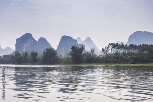 The beautiful karst mountains and river scenery in Guilin, China